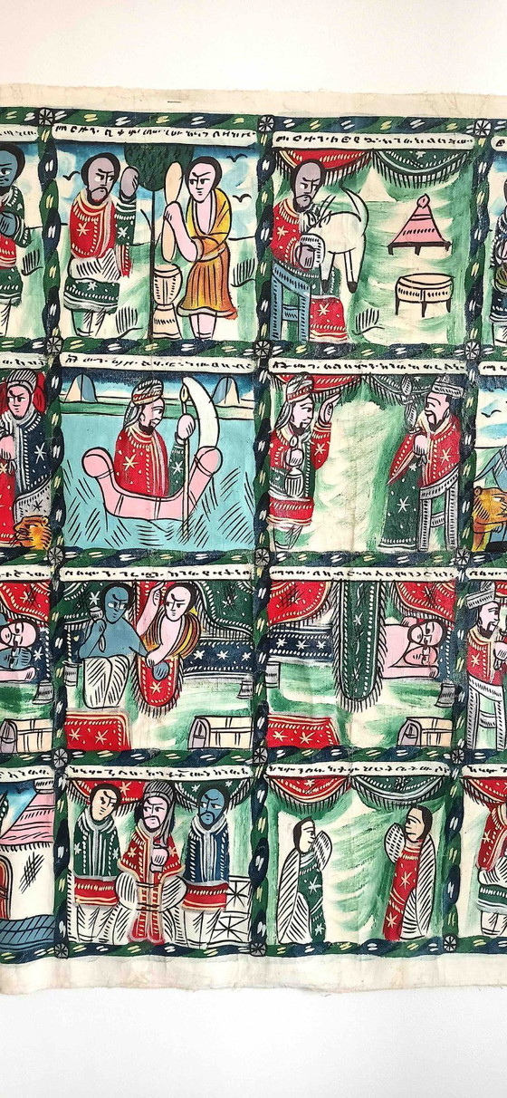 Image 1 of Ölgemälde auf Leinwand 40 Szenen Solomon & Sheba 183,5 cm x 78 cm 1930er Jahre