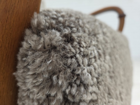 Image 1 of 1960s Reupholstered Danish Armchair in New Zealand Genuine Sheepskin