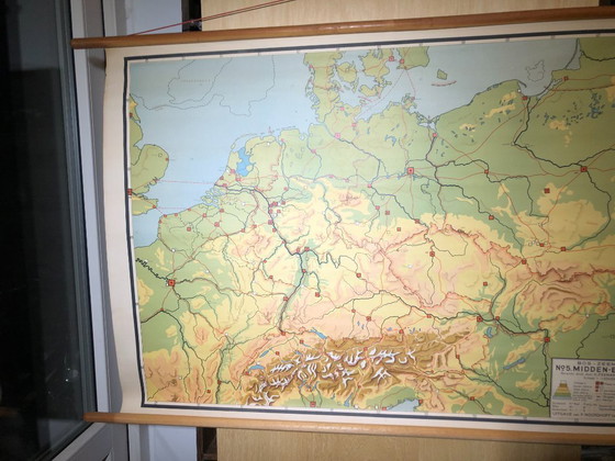 Image 1 of Vintage schoolplaat schoolkaart Midden-Europa 120 x 90  Bos Zeeman