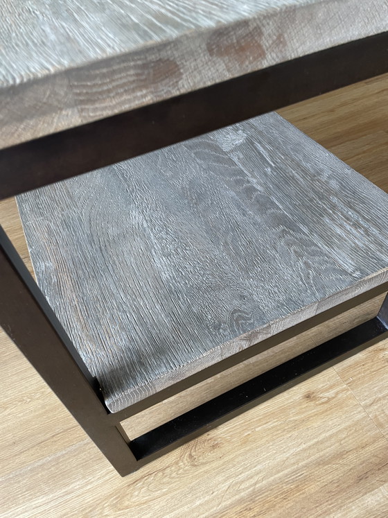 Image 1 of Coffee table – solid wood & black metal frame