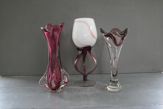 Image 1 of Vase vintage Chambord Fratelli Toso Murano rouge vin