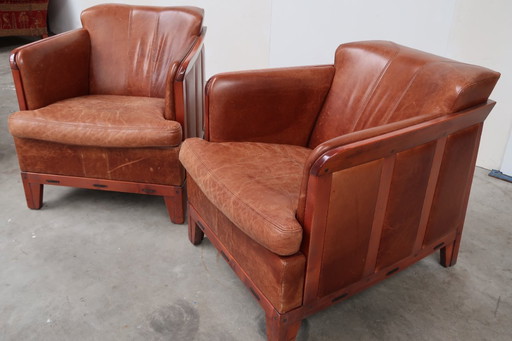 Poltrone vintage in pelle Shaker Schuitema - set da 2