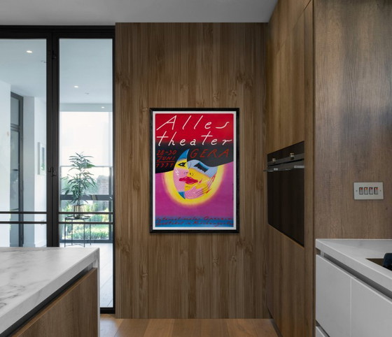 Image 1 of 🎭 Alles Theater Gera – 1991 – Originele vintage poster van Roman Kalarus | 98 × 68 cm | Duitsland