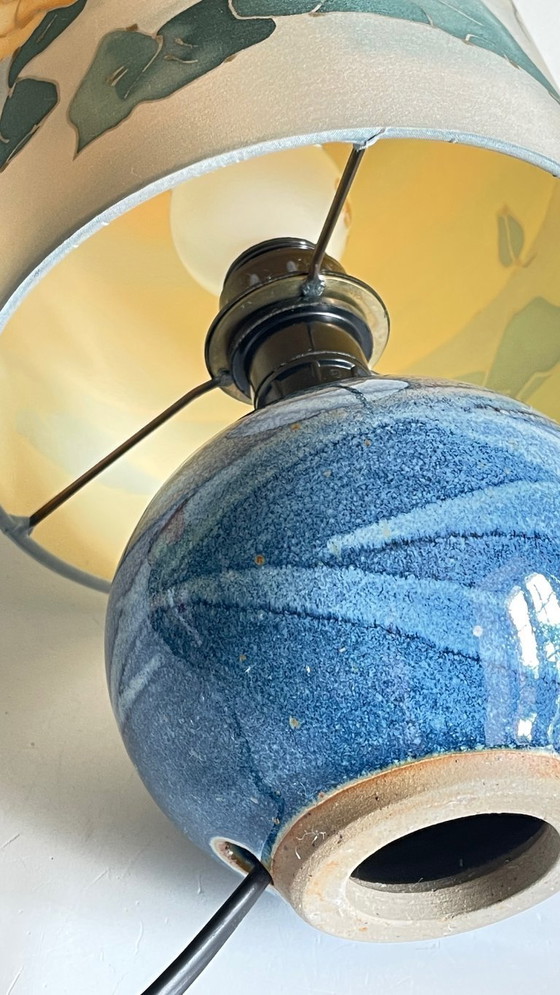 Image 1 of Vintage Ceramic and Silk Lamp