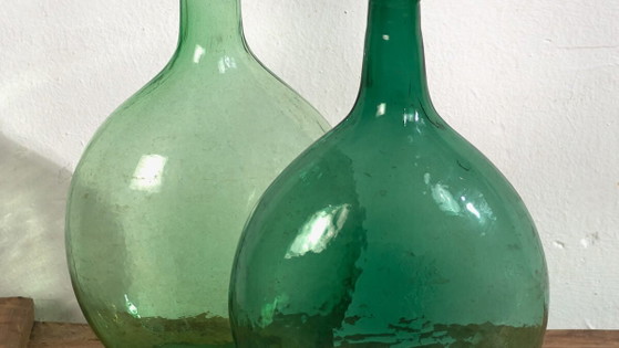 Damigiane verdi antiche (c.1920). Set di 2 pezzi #48 – Oggetti decorativi, Glass (photo 3 of 18)