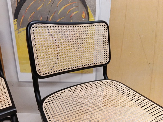 Image 1 of ALIVARMVSEVM 104. SET of 2 CESCA B32 Chairs (NEW) in Black Frame Limited Edition 