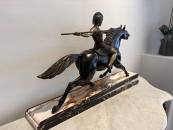 Image 1 of Iconic Art Deco Sculpture Amazon on Horseback