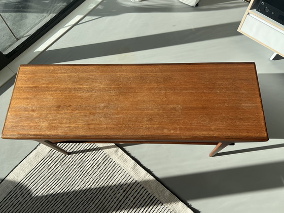 Image 1 of Vintage Mid-Century Teak Coffee Table with Rattan Base