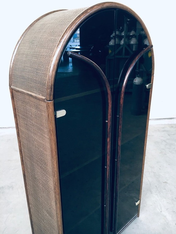 Image 1 of 1970er Design Rattan Bambus Highboard Vitrine