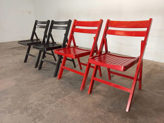 Image 1 of 4 vintage houten klapstoelen