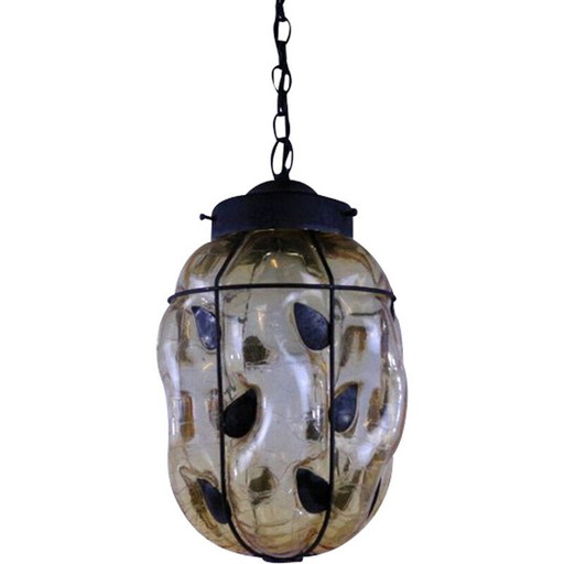Vintage pendant lamp by Ture Berglund Skansenlampa for Stockholms Glasbruk, 1930s