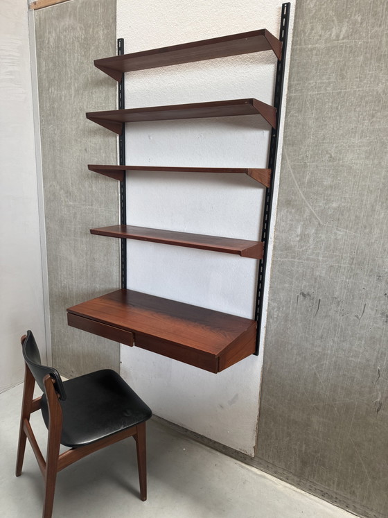 Image 1 of Kai Kristiansen teak desk wall shelf set from the 1960s