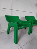 2x chaise Vicario verte, Vico Magistretti pour Artemide