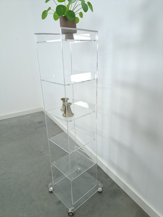 Image 1 of Plexiglass Shelving Unit Storage Cabinet on Wheels