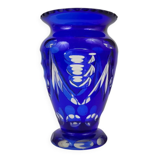 Cobalt blue crystal vase, Czechoslovakia