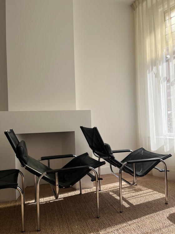 Image 1 of 3er-Set | Hans Eichenberger HE1106 Lounge-Sessel + HE1104 Hocker | Strassle | Schweizer Design aus den 1970er Jahren