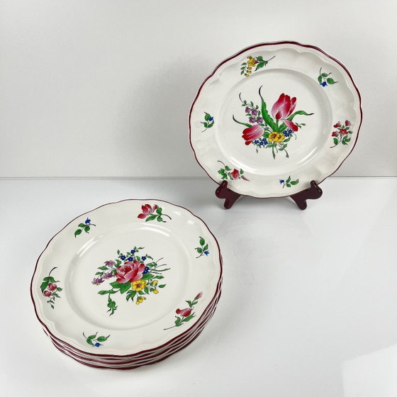 Image 1 of Set van 6 KG Luneville dinerborden – Straatlantaarnpatroon