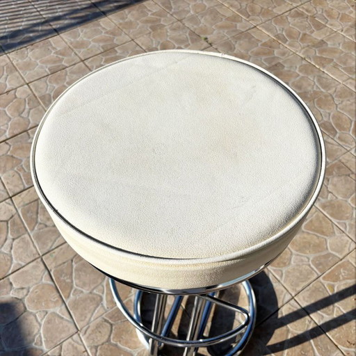 2 tabourets vintage chrome-cuir pour bar