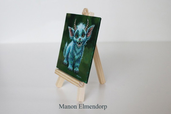 Image 1 of Unique Hand-Painted Fantasy Art Small Painting