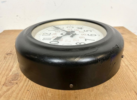 Image 1 of Black Industrial Factory Wall Clock from Siemens, 1930s