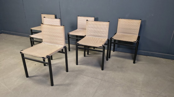 Image 1 of 6er-Set "Mastro" Esszimmerstühle von Afra & Tobia Scarpa für Molteni, Italien, 1980er Jahre