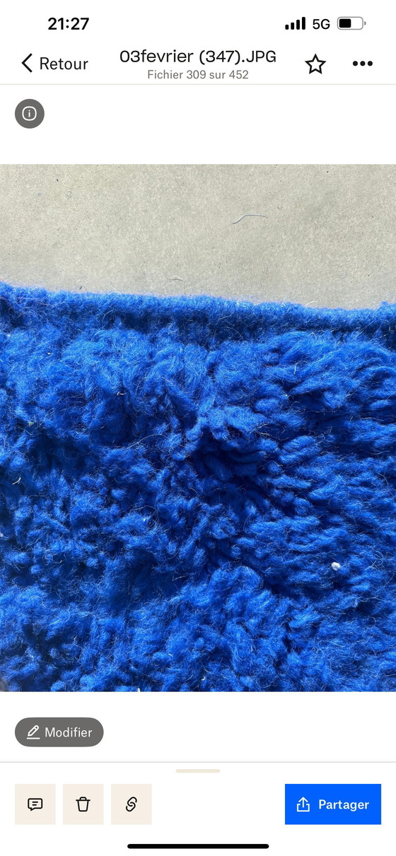 Image 1 of Handgewebter Berberteppich aus 100% Wolle Blau Klein