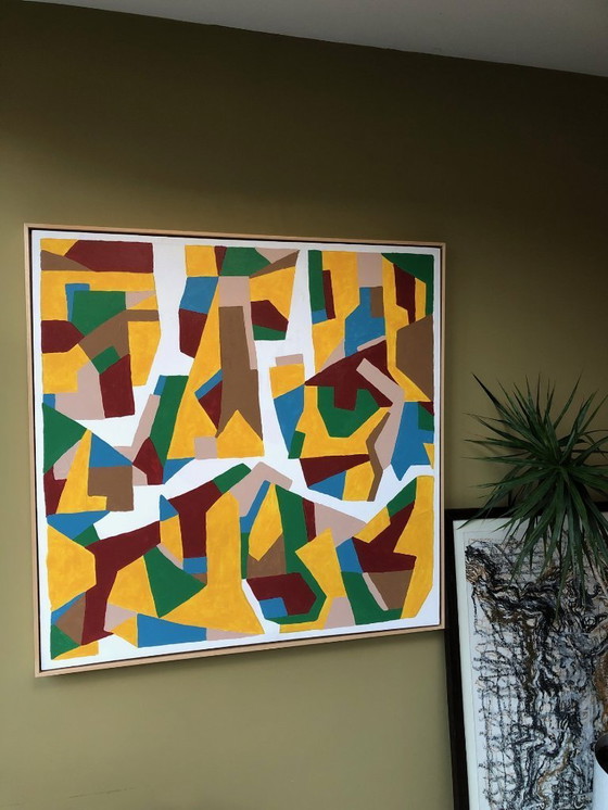 Image 1 of Large artwork abstract square with box frame