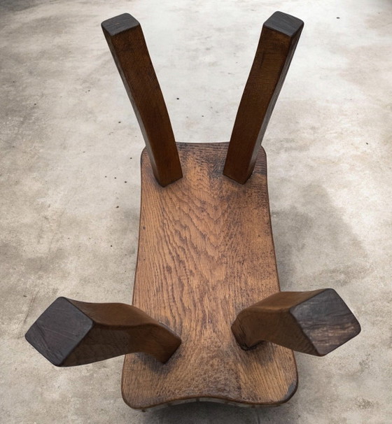 Robuuste Franse Boerenkruk | Massief Eiken | Vintage | Jaren '50-'60 – Bijzettafels, Wood (photo 8 of 15)