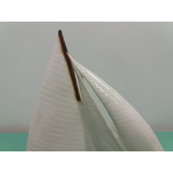 Image 1 of Vintage ceramic sailboat, Czechoslovakia 1935