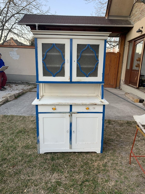 Credenza da cucina vintage in vetro e legno dipinto, anni '30 – Armadi contenitori (photo 4 of 10)