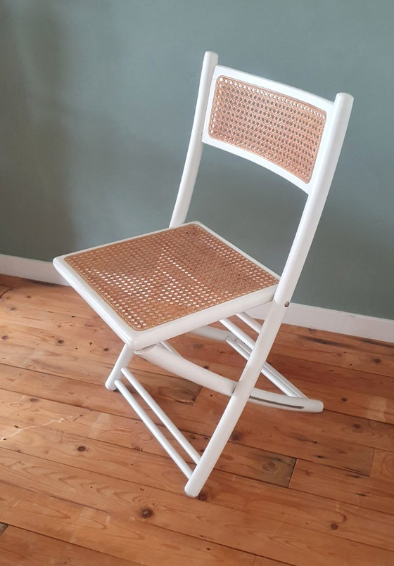 Image 1 of Set of 2 White Design folding chairs with cane / webbing upholstery