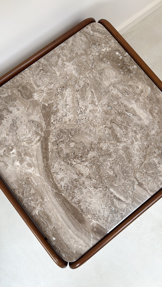 Image 1 of Vintage Wooden Coffee Table with Marble Top