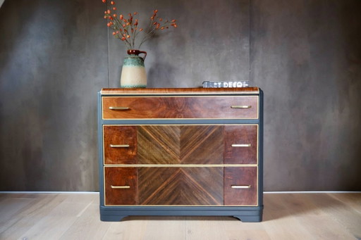 Restaurierte Art-Deco-Kommode in Walnussfurnier – ladekasten, Wood