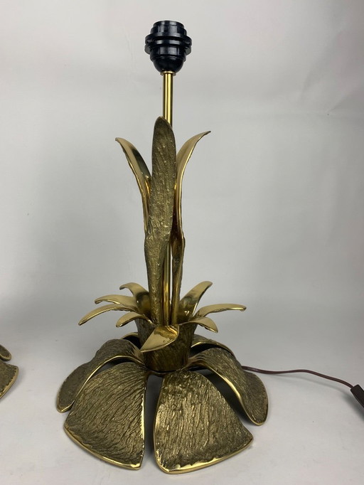 Paar französische Bronze-Tischlampen 1970er Jahre