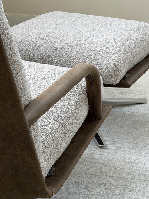 Fauteuil pivotant/allée Leolux Kudo avec repose-pieds NEUF