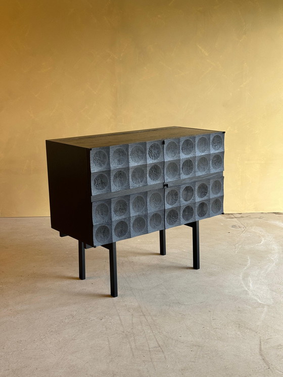Image 1 of Brutalist Bar Cabinet in Black Stained Oak by J. Batenburg for MI Belgium
