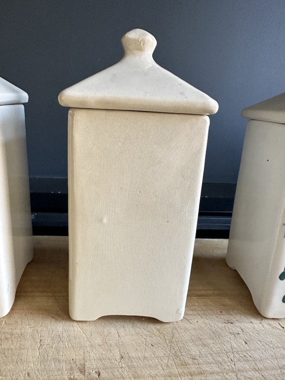 Image 1 of Antikes französisches Art-Deco-Vorrats- und Gewürzglas-Set – 11-teilig