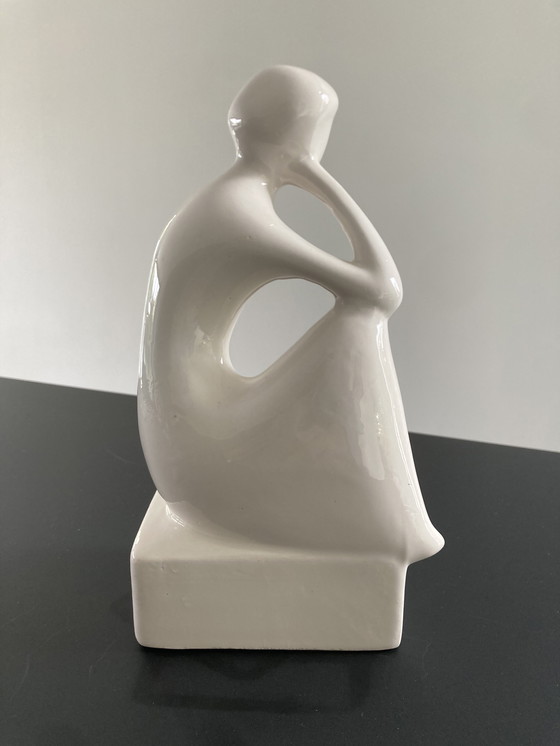 Image 1 of Sculpture sur assiette des années 70 Le Penseur, probablement Royal Delft