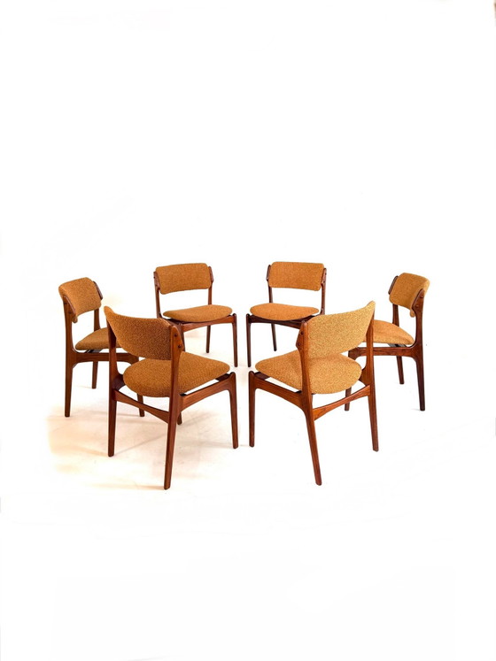 6x restored Dining chairs, Erik Buch ‘60 – Wood, Textile (photo 2 of 15)
