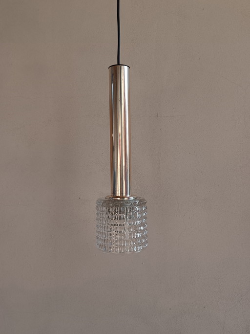Vintage pendant light with Bosman-style glass for RAak, 1960s–70s