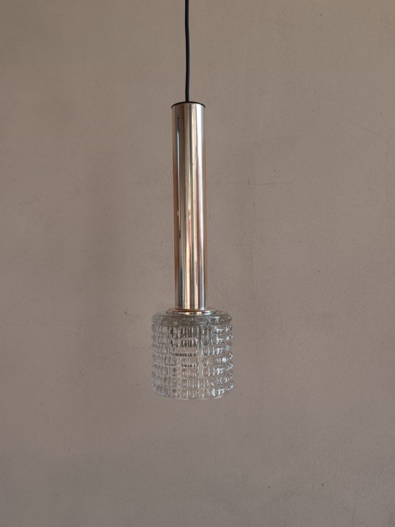 Image 1 of Vintage pendant light with Bosman-style glass for RAak, 1960s–70s