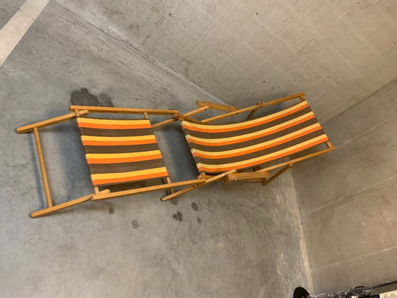 Image 1 of Chaise de plage vintage et joyeuse avec repose-pieds