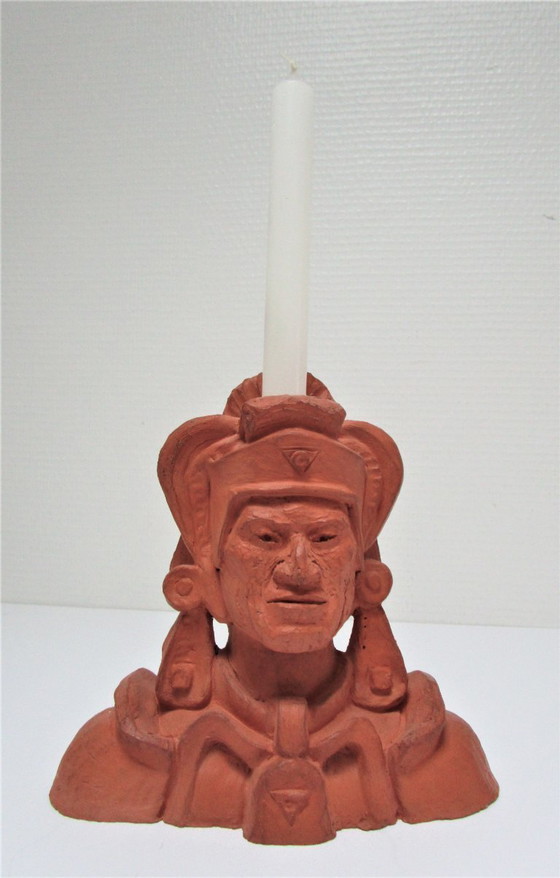 Image 1 of Amerindian face candlestick by Mario Frascaroli