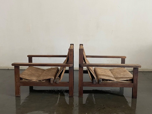 Pair of vintage wicker armchairs 