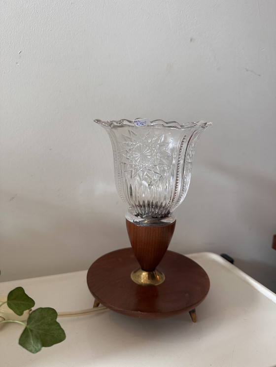 Image 1 of Lámpara de sobremesa de cristal y madera