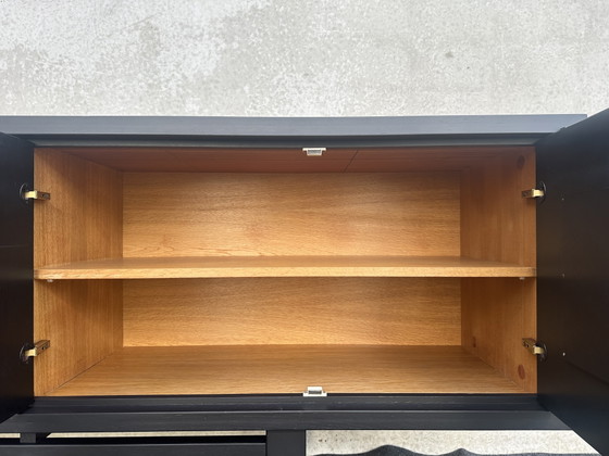 Image 1 of XL design black stained oak brutalist sideboard - De Coene