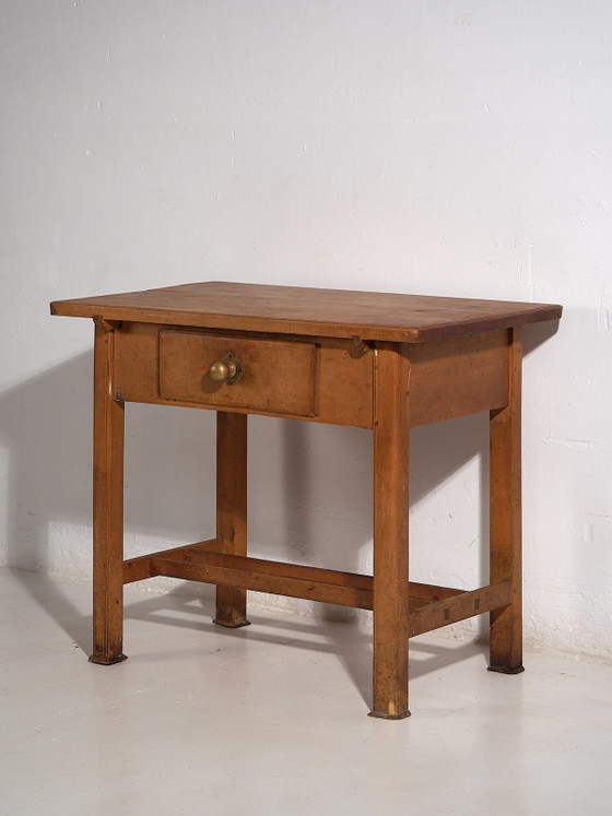 Antieke keuken bijzettafel (ca.1920) #6, Hout, Messing, Bruin, Vintage (foto 48 van 49)