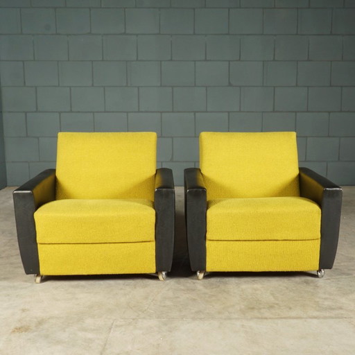 Fauteuils vintage – années 1960 – Skai, Textile