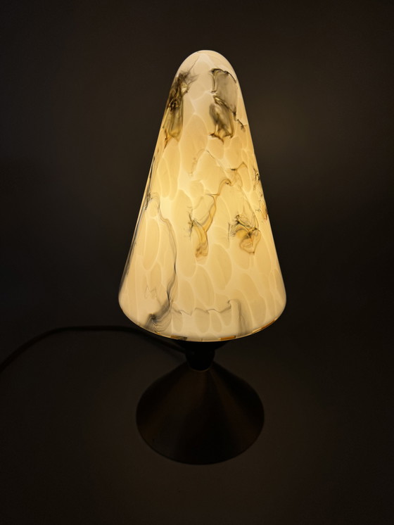 Image 1 of Vintage tafellamp met marmeren glazen kap – AGI Almelo (ca. 1970s)