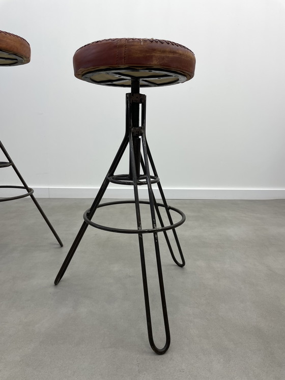 Image 1 of Set of 2 adjustable industrial stools
